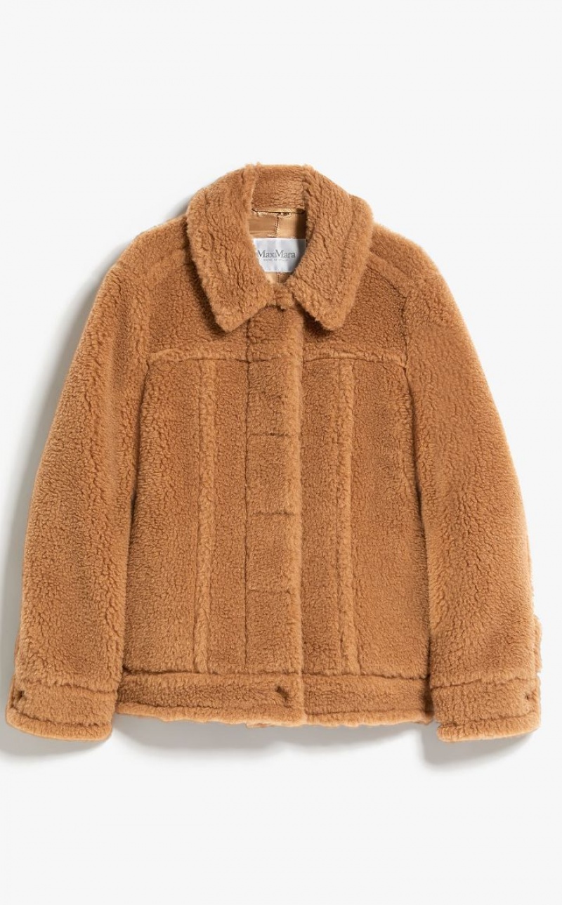 CAMEL MaxMara Short Jacket In Teddy Fabric Coats | MMR593858