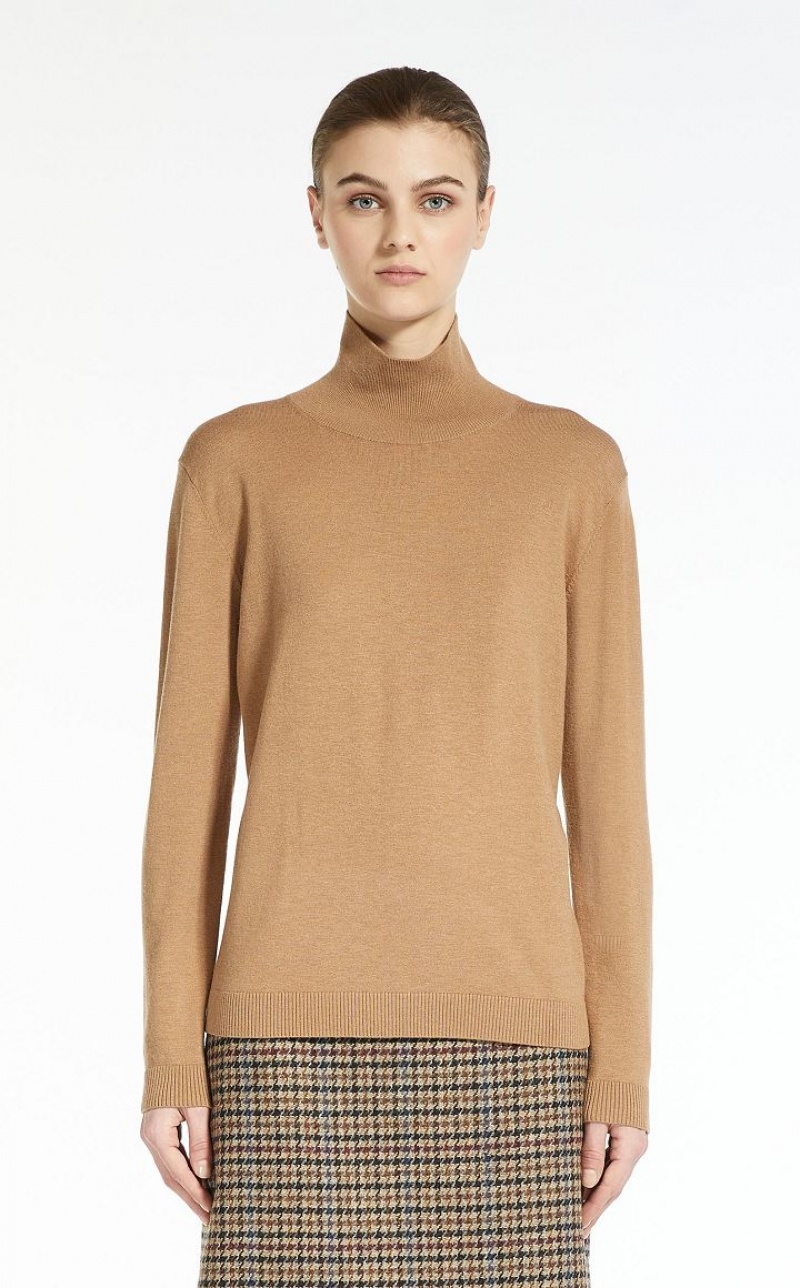 CAMEL MaxMara Silk And Wool Yarn Knitwear | MMR593468