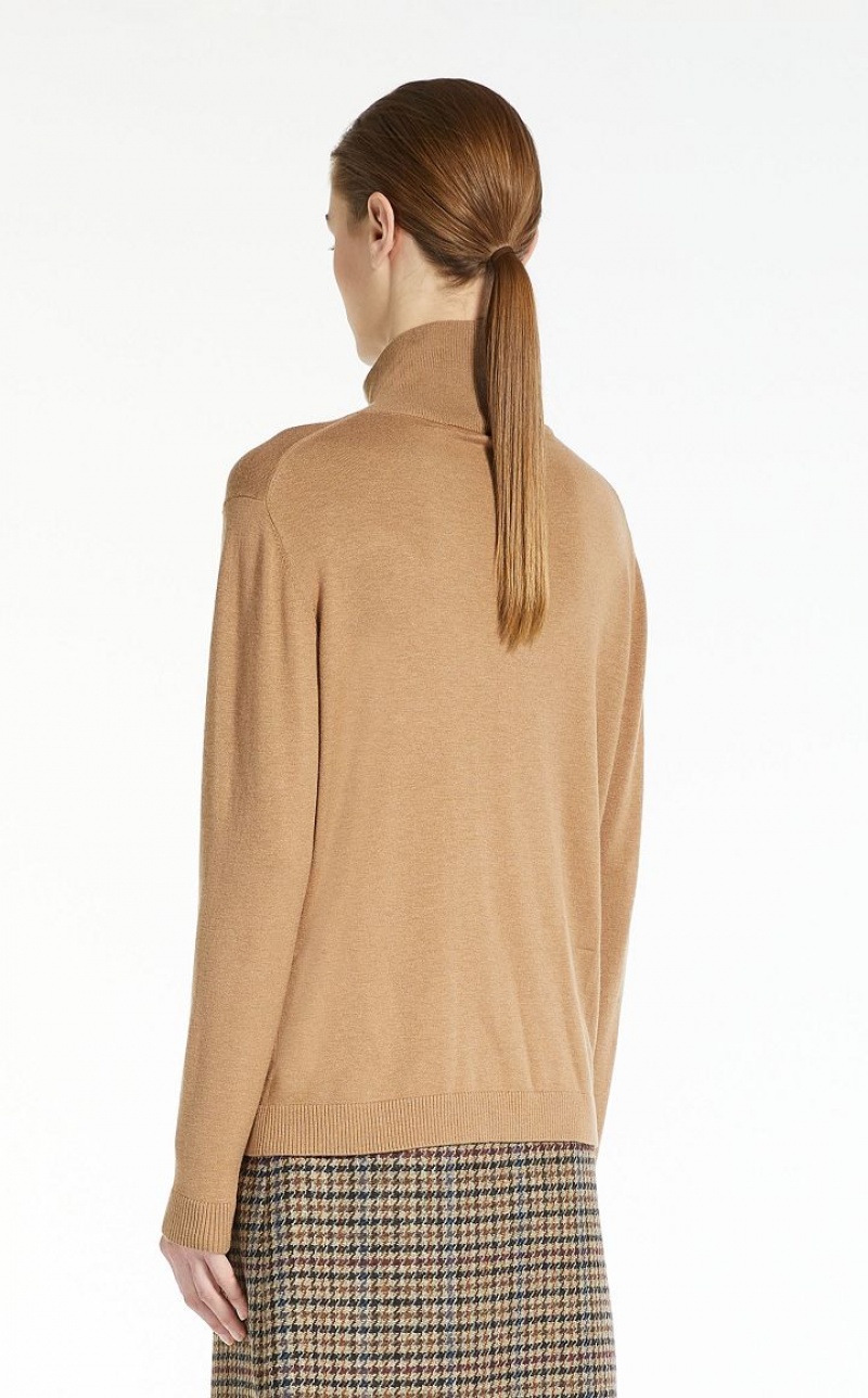 CAMEL MaxMara Silk And Wool Yarn Knitwear | MMR593468