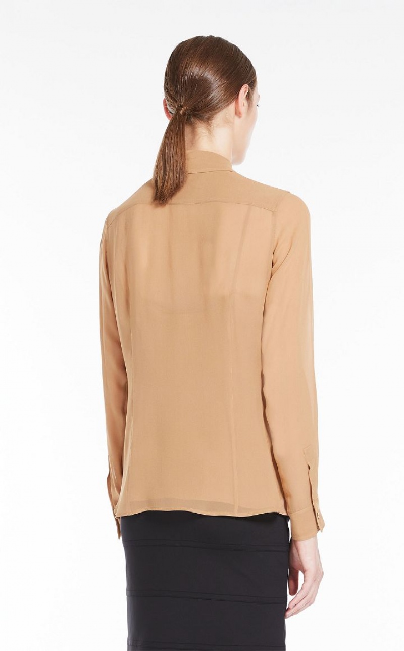 CAMEL MaxMara Silk Georgette Blouses | MMR593595