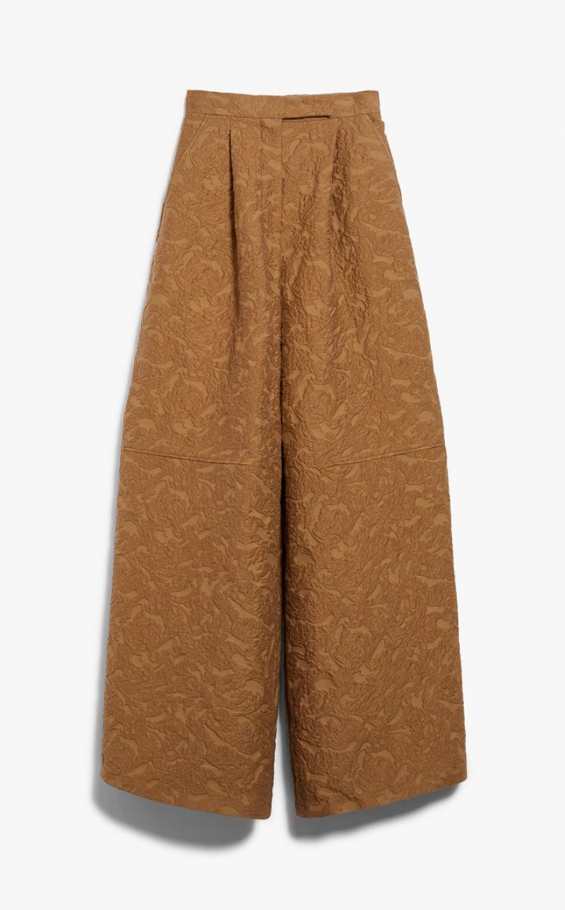 CAMEL MaxMara Wide In Brocade Jacquard Trousers | MMR593739