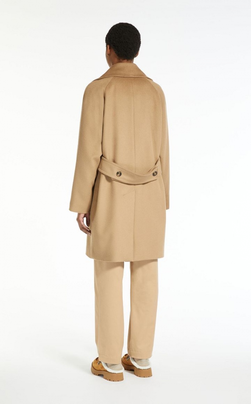 CAMEL MaxMara Wool Broadcloth Coats | MMR593860