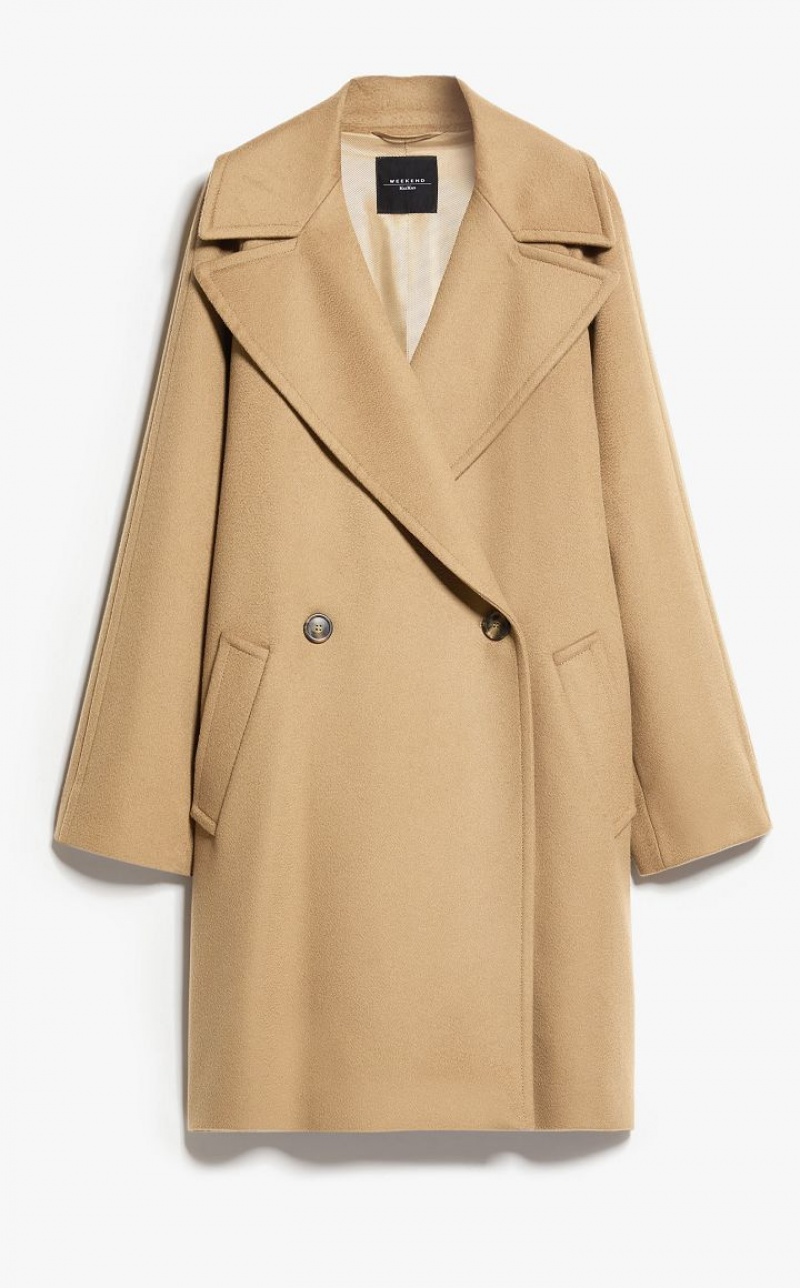 CAMEL MaxMara Wool Broadcloth Coats | MMR593860