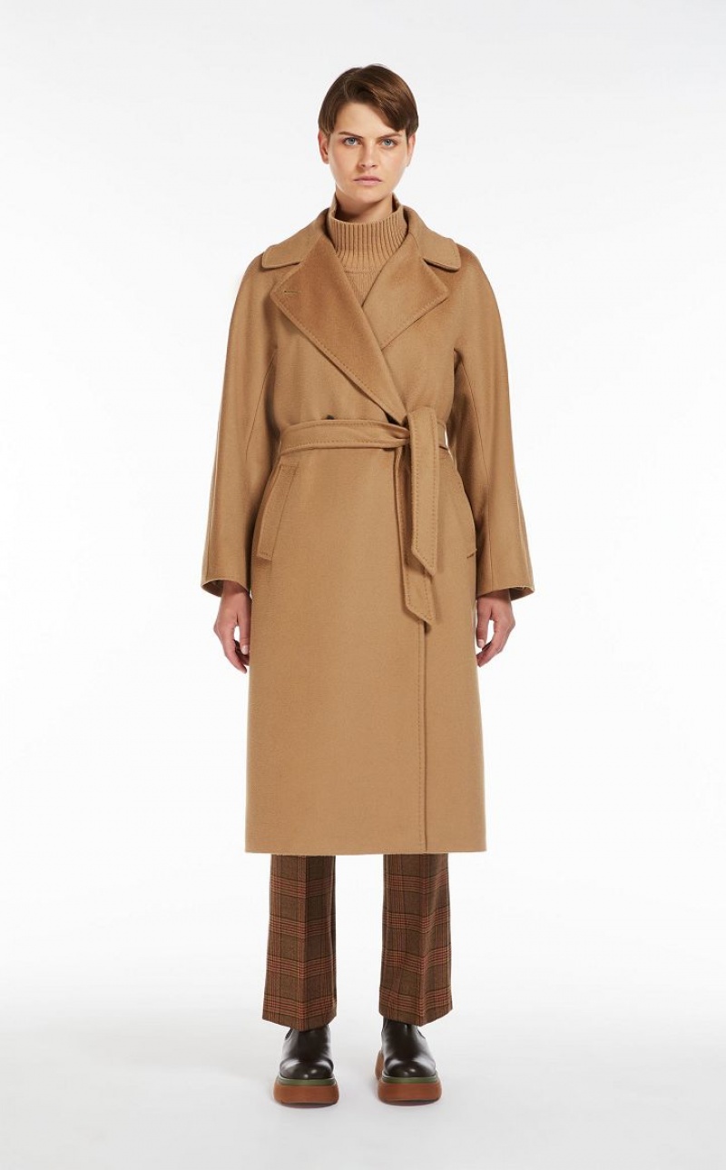 CAMEL MaxMara Wool Broadcloth Coats | MMR593914