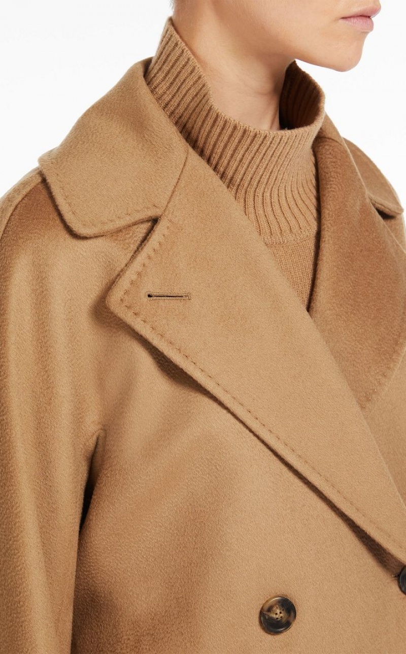 CAMEL MaxMara Wool Broadcloth Coats | MMR593914