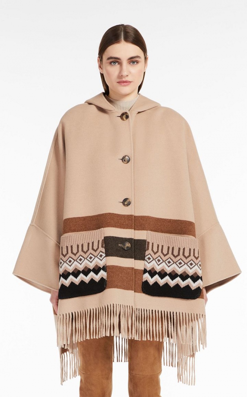 CAMEL MaxMara Wool Cape Coats | MMR593939