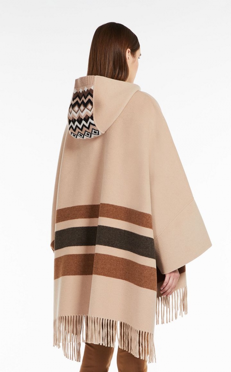 CAMEL MaxMara Wool Cape Coats | MMR593939