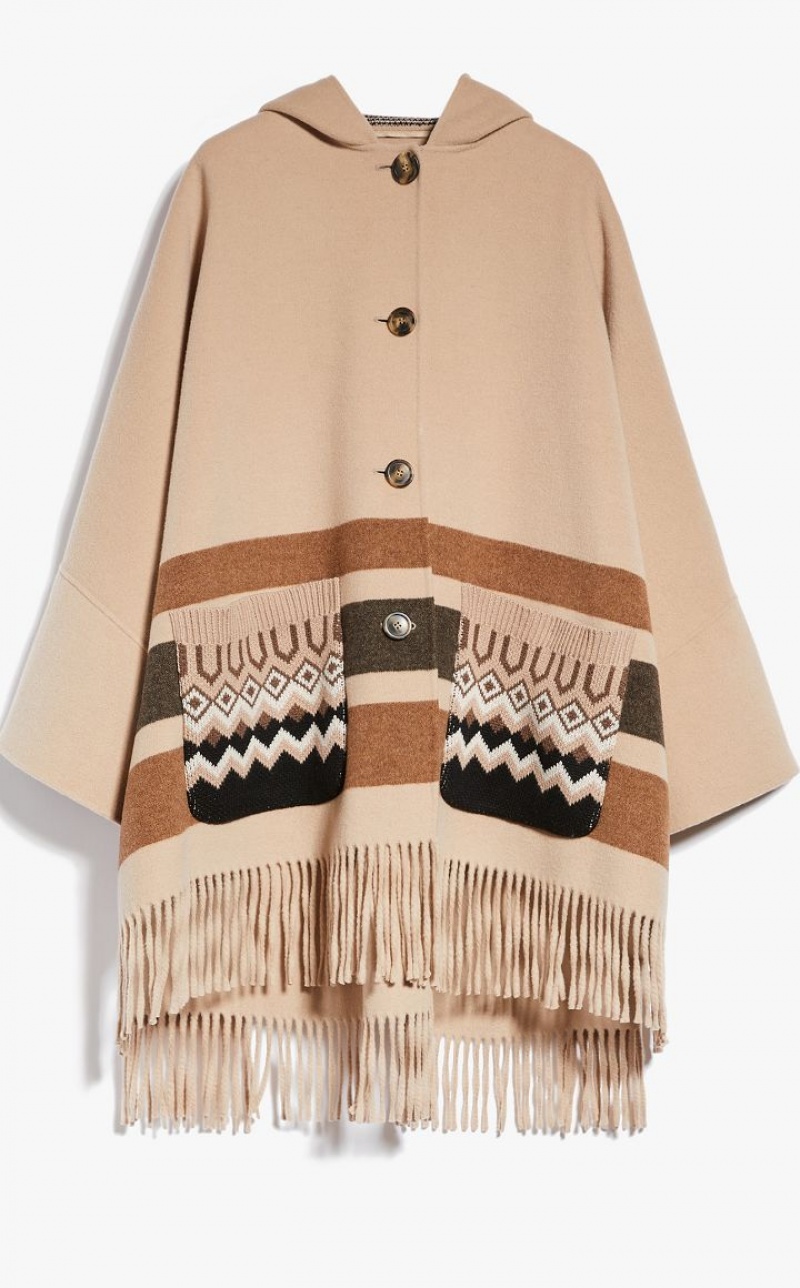 CAMEL MaxMara Wool Cape Coats | MMR593939