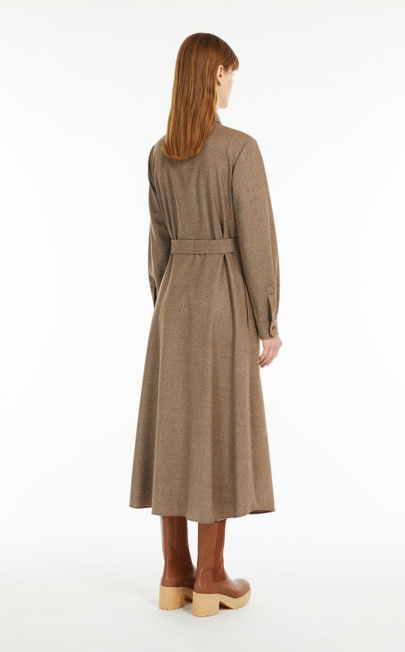 CAMEL MaxMara Wool Flannel Dresses | MMR593402