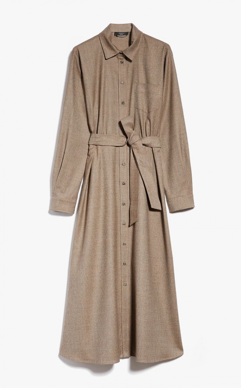 CAMEL MaxMara Wool Flannel Dresses | MMR593402