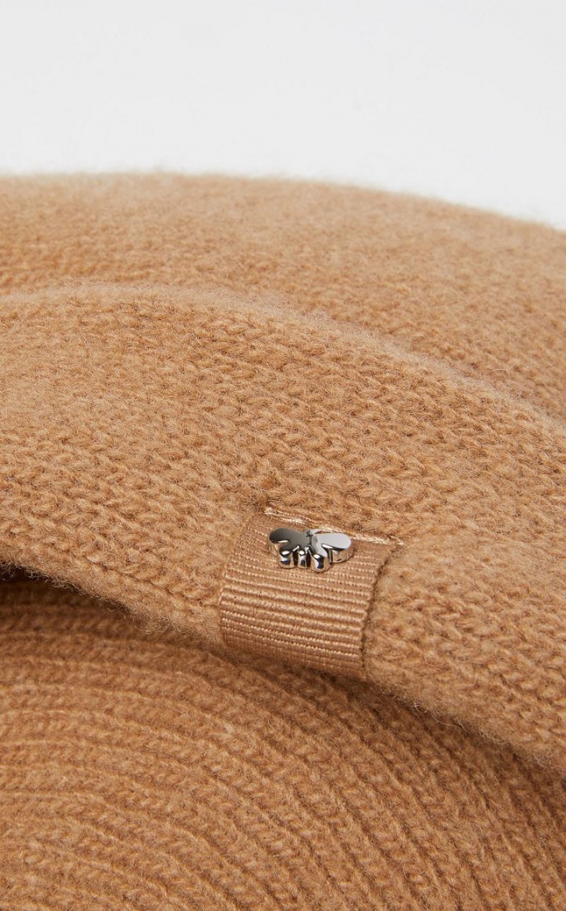 CAMEL MaxMara Wool Knit Beret Hat | MMR594320