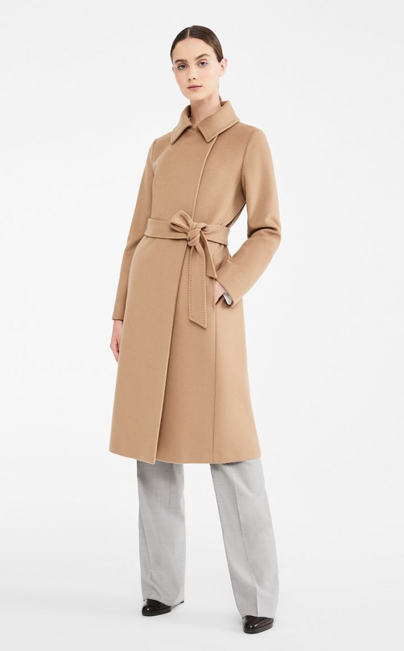 CAMEL MaxMara Wool Robe-style Coats | MMR593896