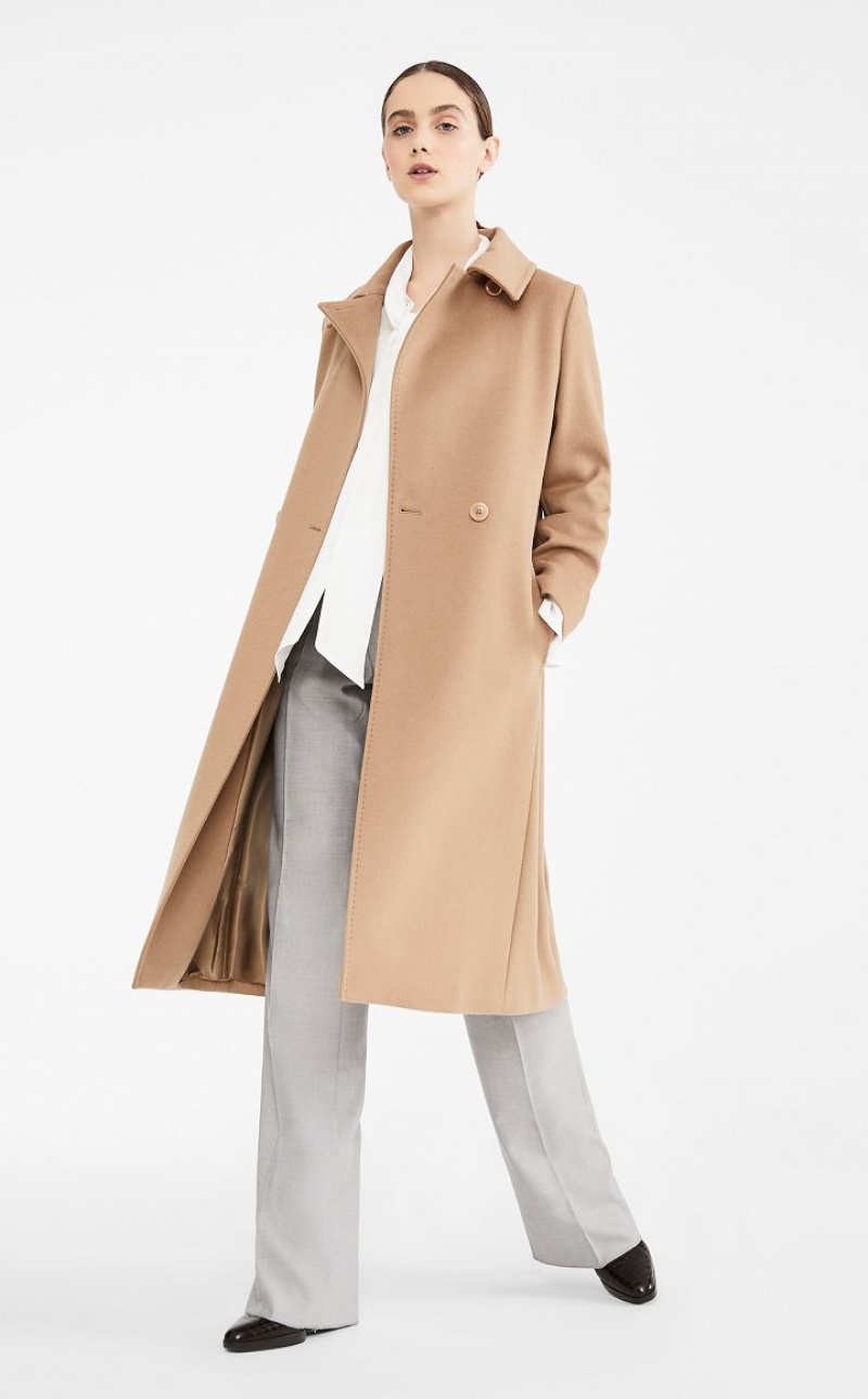 CAMEL MaxMara Wool Robe-style Coats | MMR593896