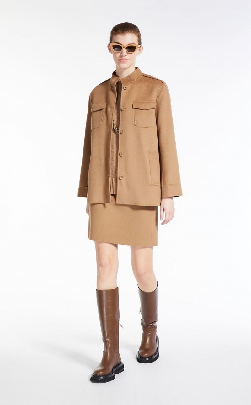 CAMEL MaxMara Wool Saharan Jackets | MMR594086