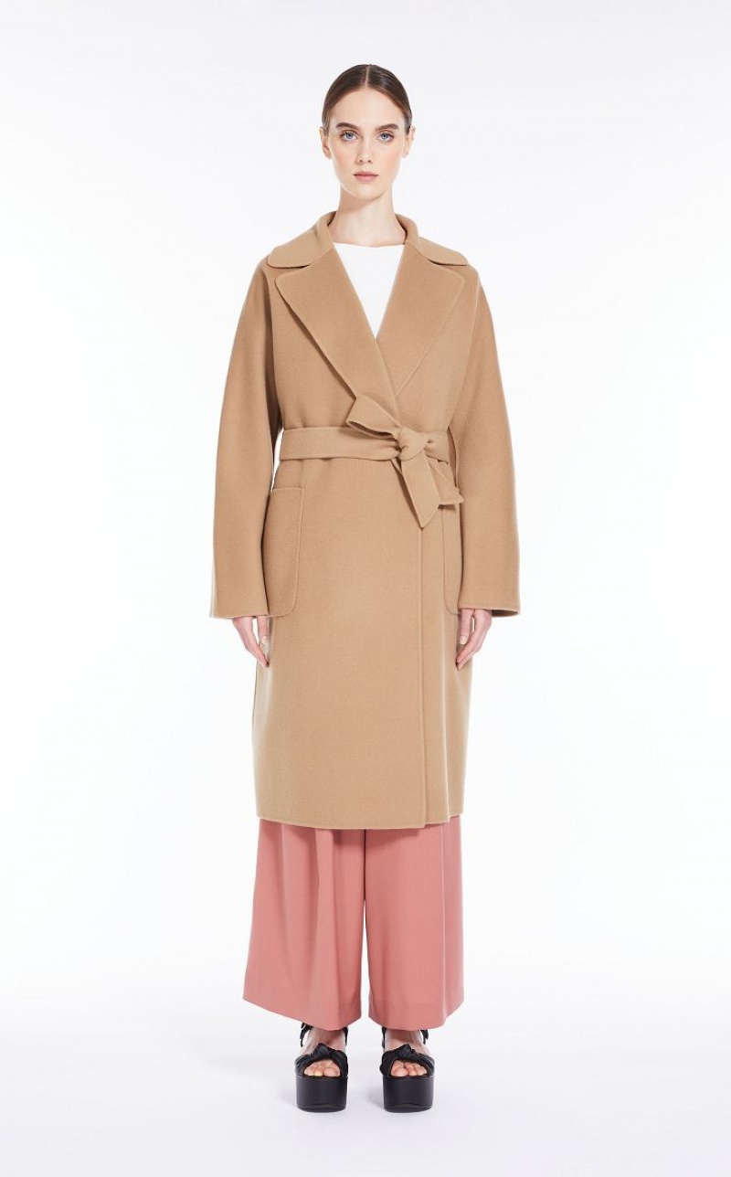 CAMEL MaxMara Wrap In Wool Coats | MMR593915