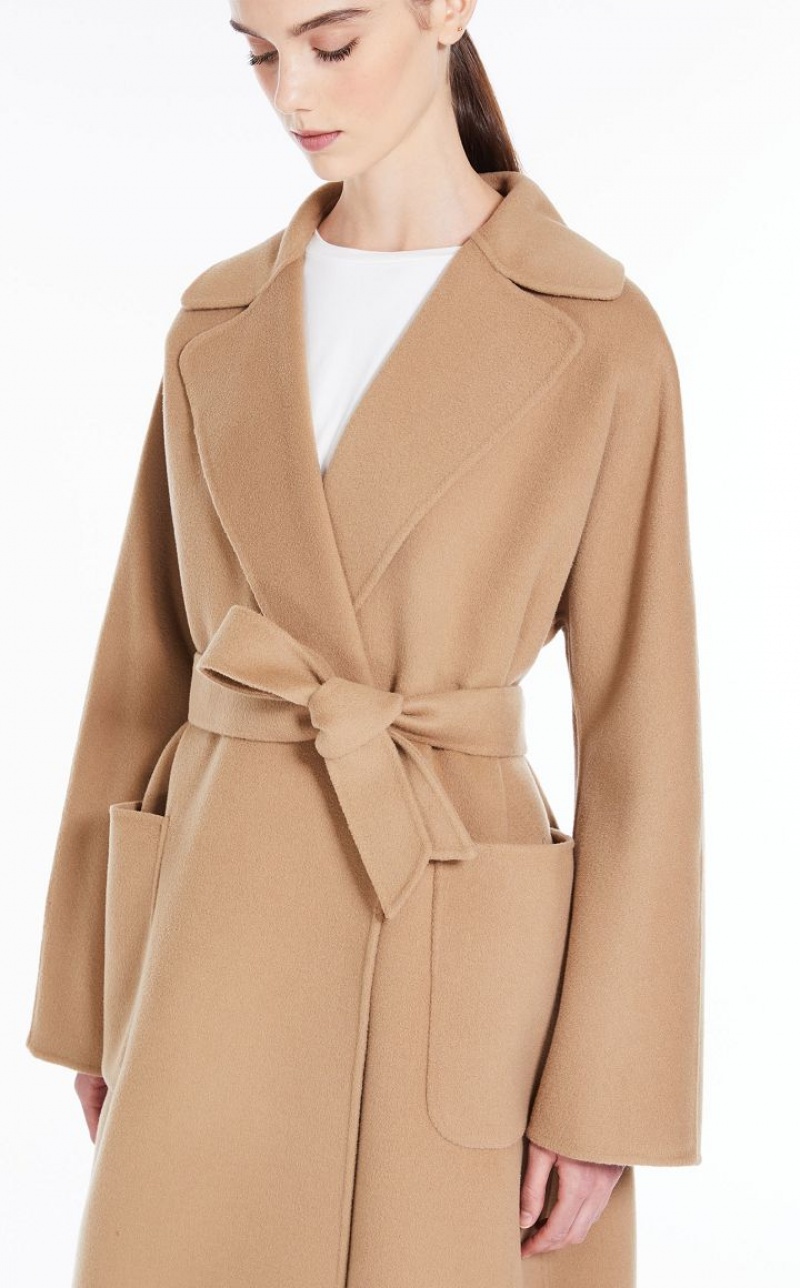 CAMEL MaxMara Wrap In Wool Coats | MMR593915