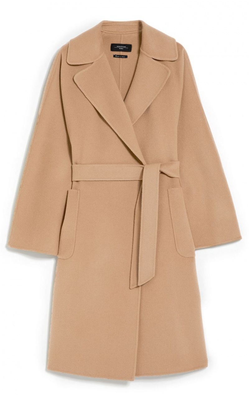 CAMEL MaxMara Wrap In Wool Coats | MMR593915