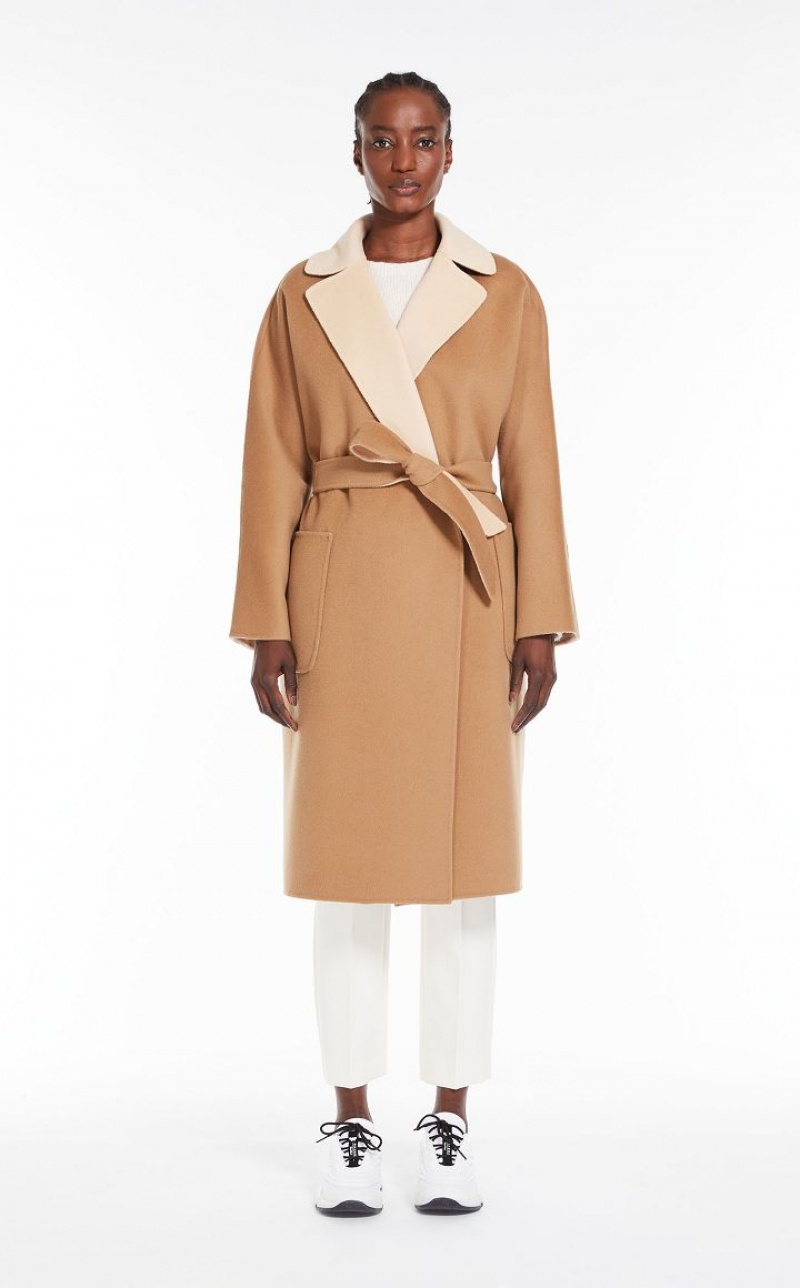 CAMEL MaxMara Wrap In Wool Coats | MMR593940