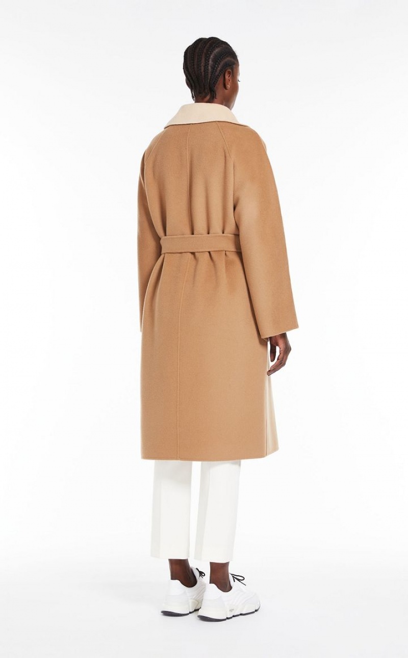 CAMEL MaxMara Wrap In Wool Coats | MMR593940