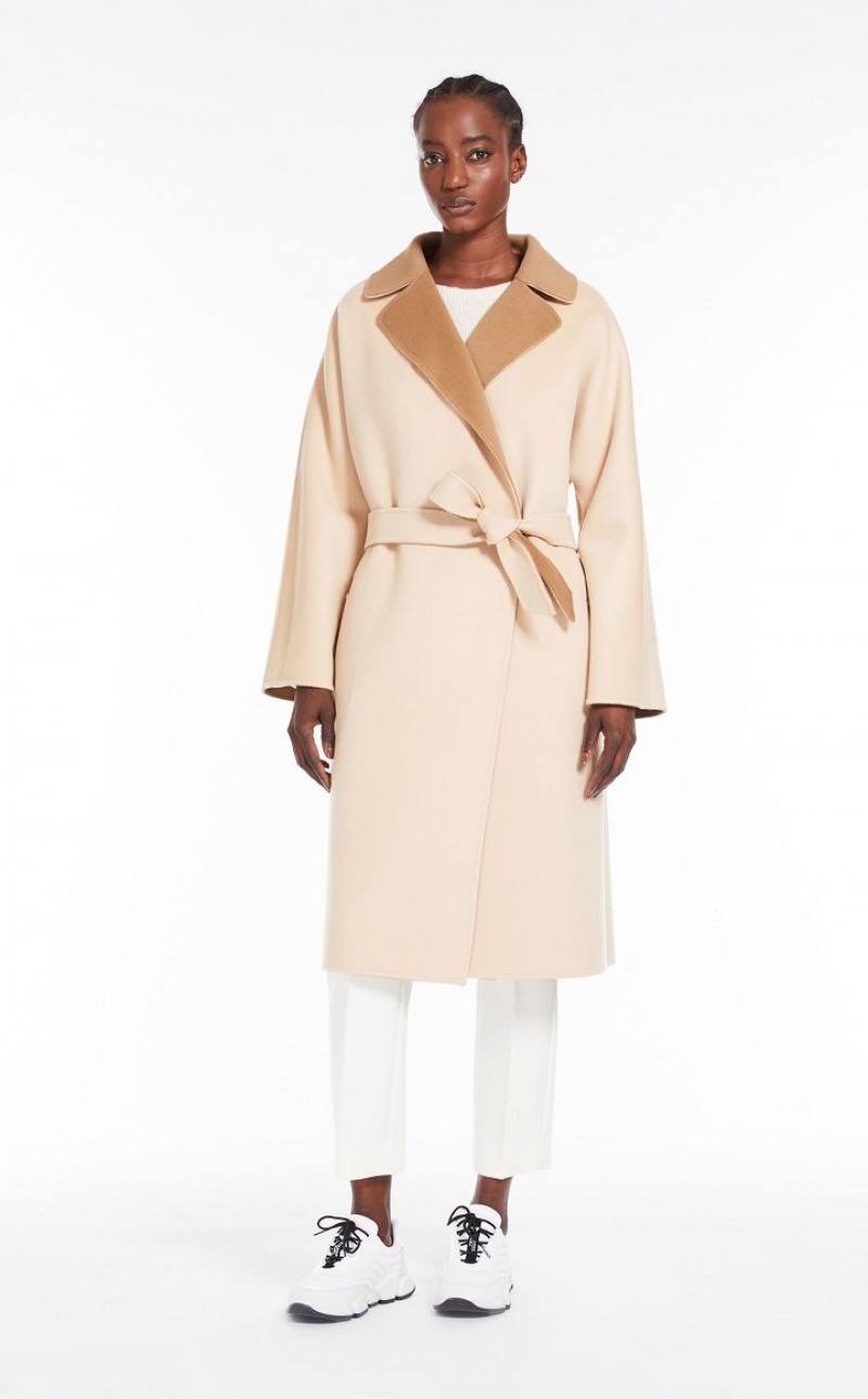 CAMEL MaxMara Wrap In Wool Coats | MMR593940