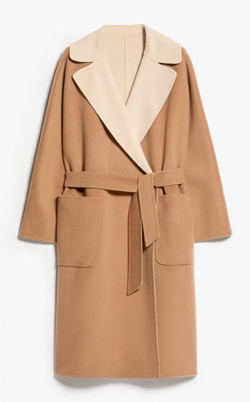 CAMEL MaxMara Wrap In Wool Coats | MMR593940