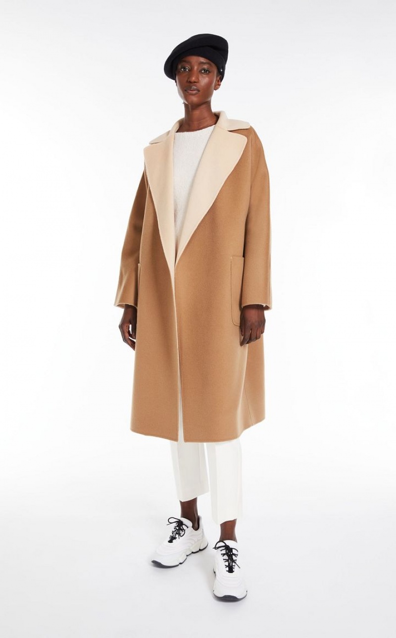 CAMEL MaxMara Wrap In Wool Coats | MMR593940