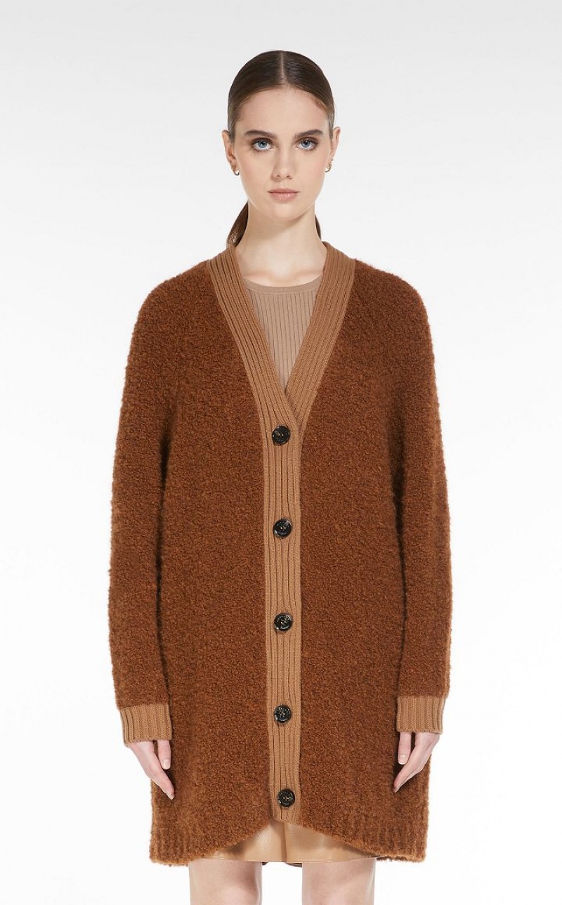 CARAMEL MaxMara Oversized Cardigan In Alpaca And Wool Knitwear | MMR593434