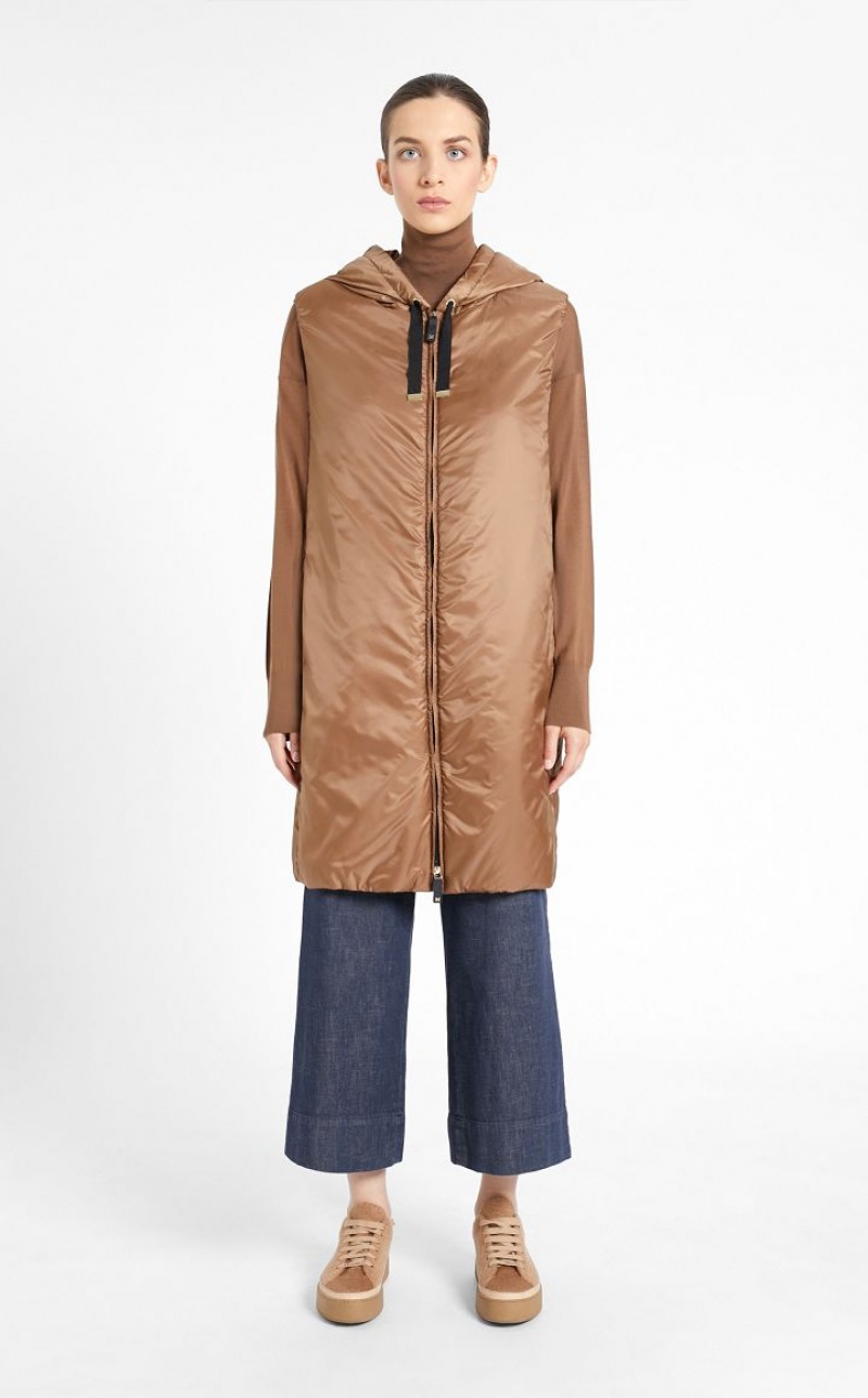 CARAMEL MaxMara Water-resistant Technical Canvas Gilet Padded | MMR594006