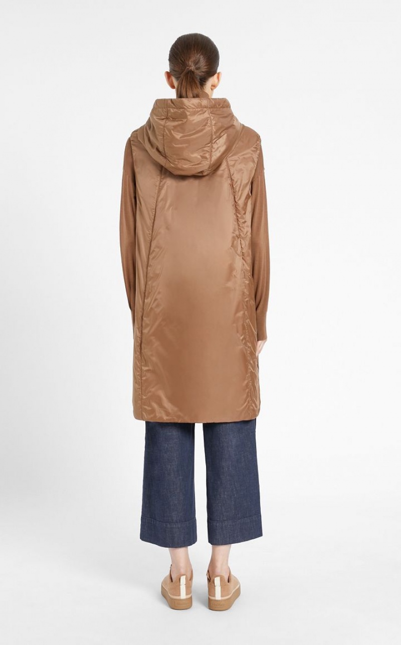 CARAMEL MaxMara Water-resistant Technical Canvas Gilet Padded | MMR594006