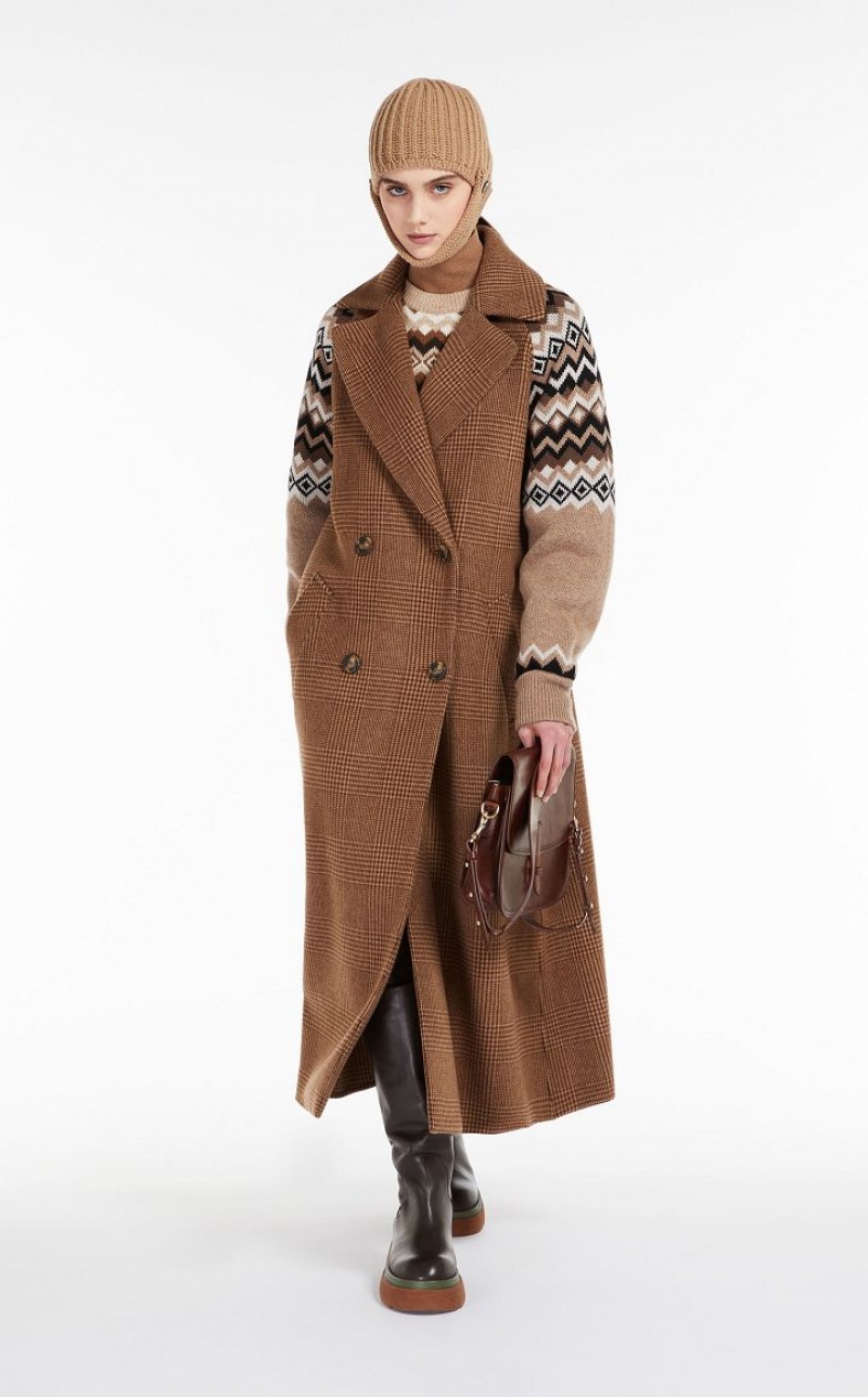 CARAMEL MaxMara Wool Broadcloth Coats | MMR593905