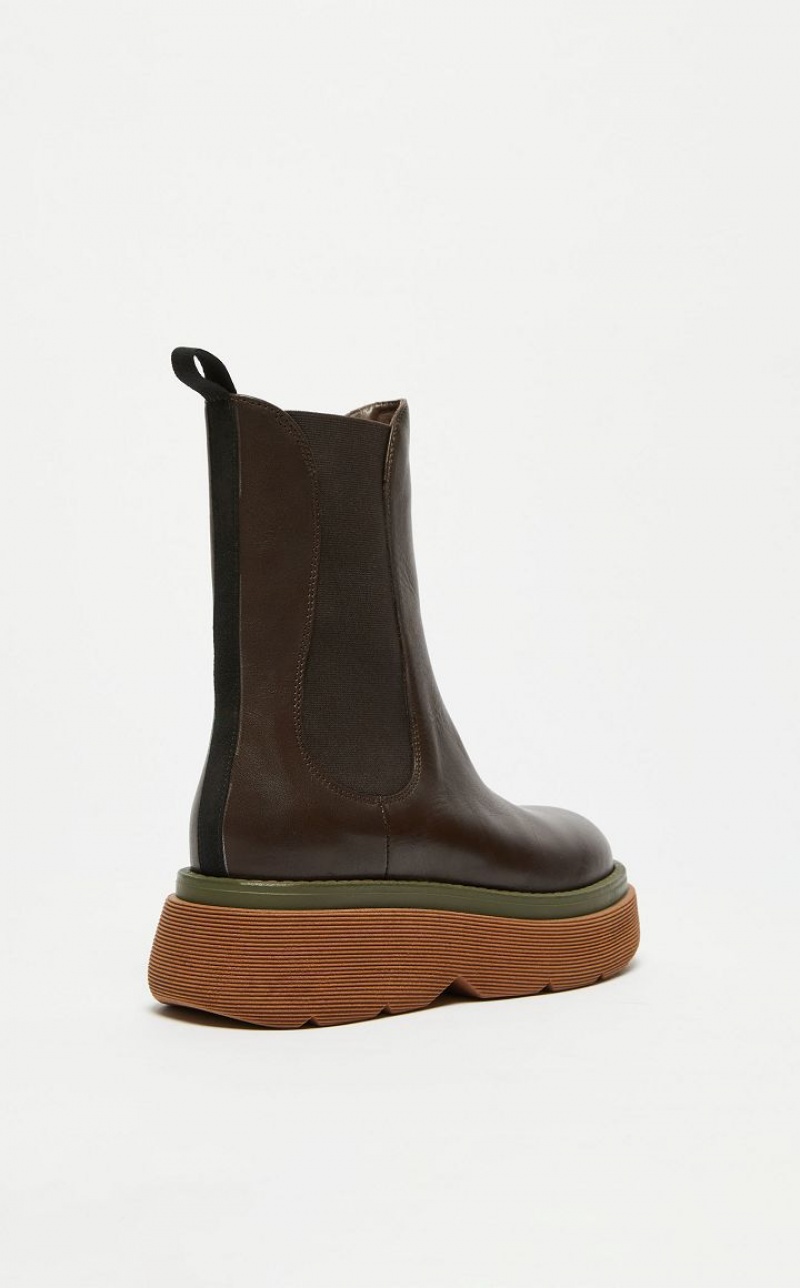 DARK BOWN MaxMara Leather Ankle Boots | MMR594191