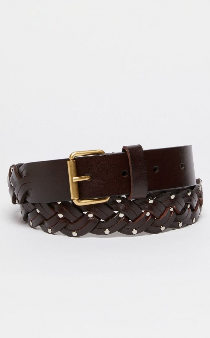 DARK BROWN MaxMara Plaited Leather Belts | MMR594250