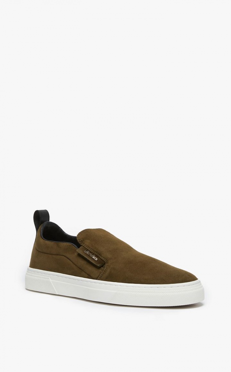 DARK GREEN MaxMara Suede Slip-ons Sneakers | MMR594207