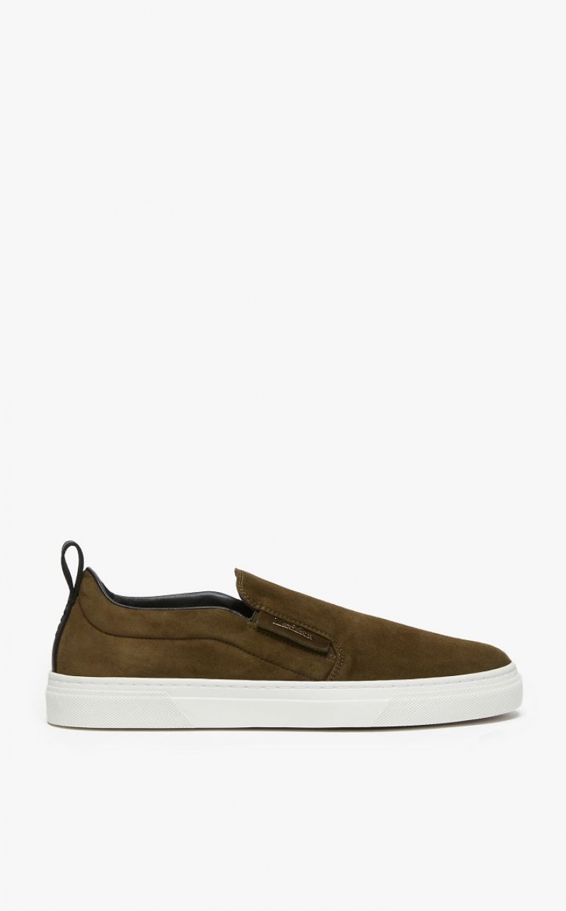 DARK GREEN MaxMara Suede Slip-ons Sneakers | MMR594207