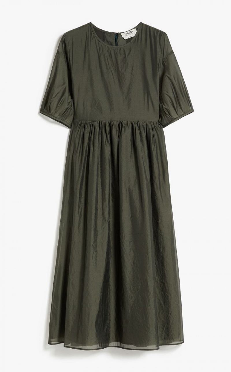 DARK GREY GREEN MaxMara Cotton And Silk Organza Dresses | MMR593413