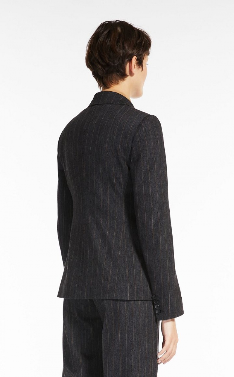 DARK GREY MaxMara Double-breasted In Pinstriped Jersey Suit | MMR593495