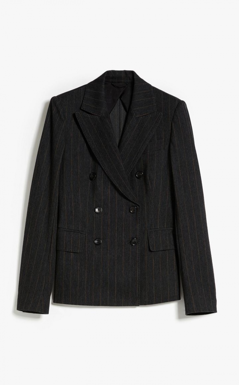 DARK GREY MaxMara Double-breasted In Pinstriped Jersey Suit | MMR593495