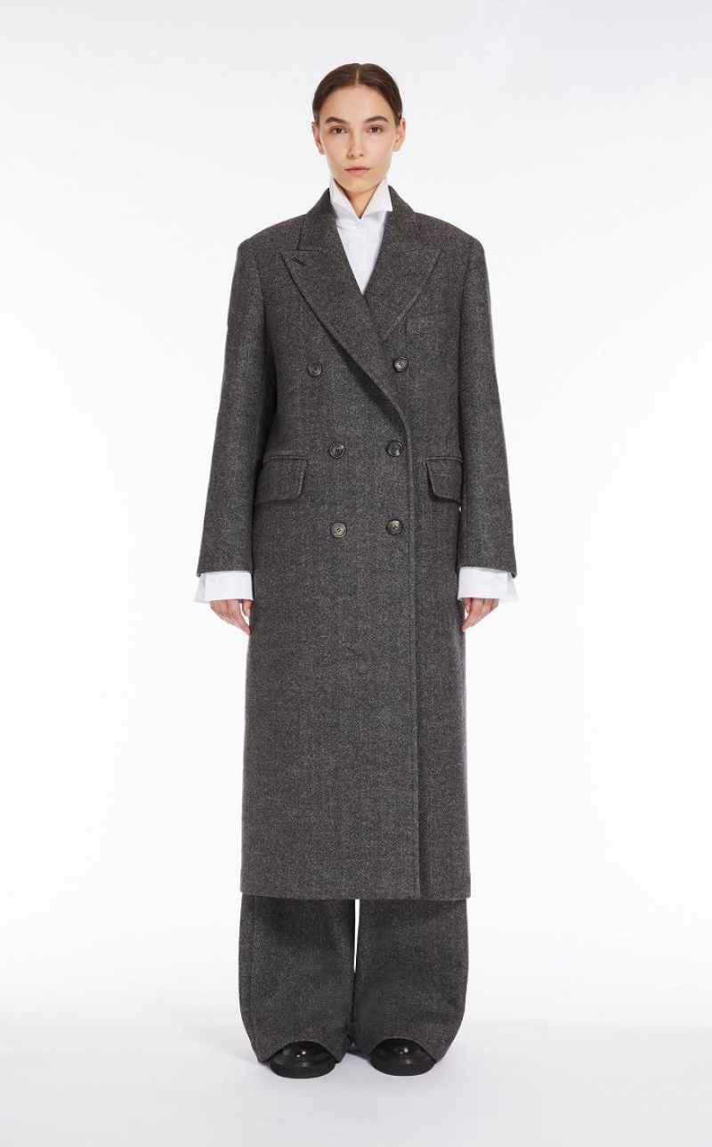 DARK GREY MaxMara Masculine Wool Coats | MMR593827