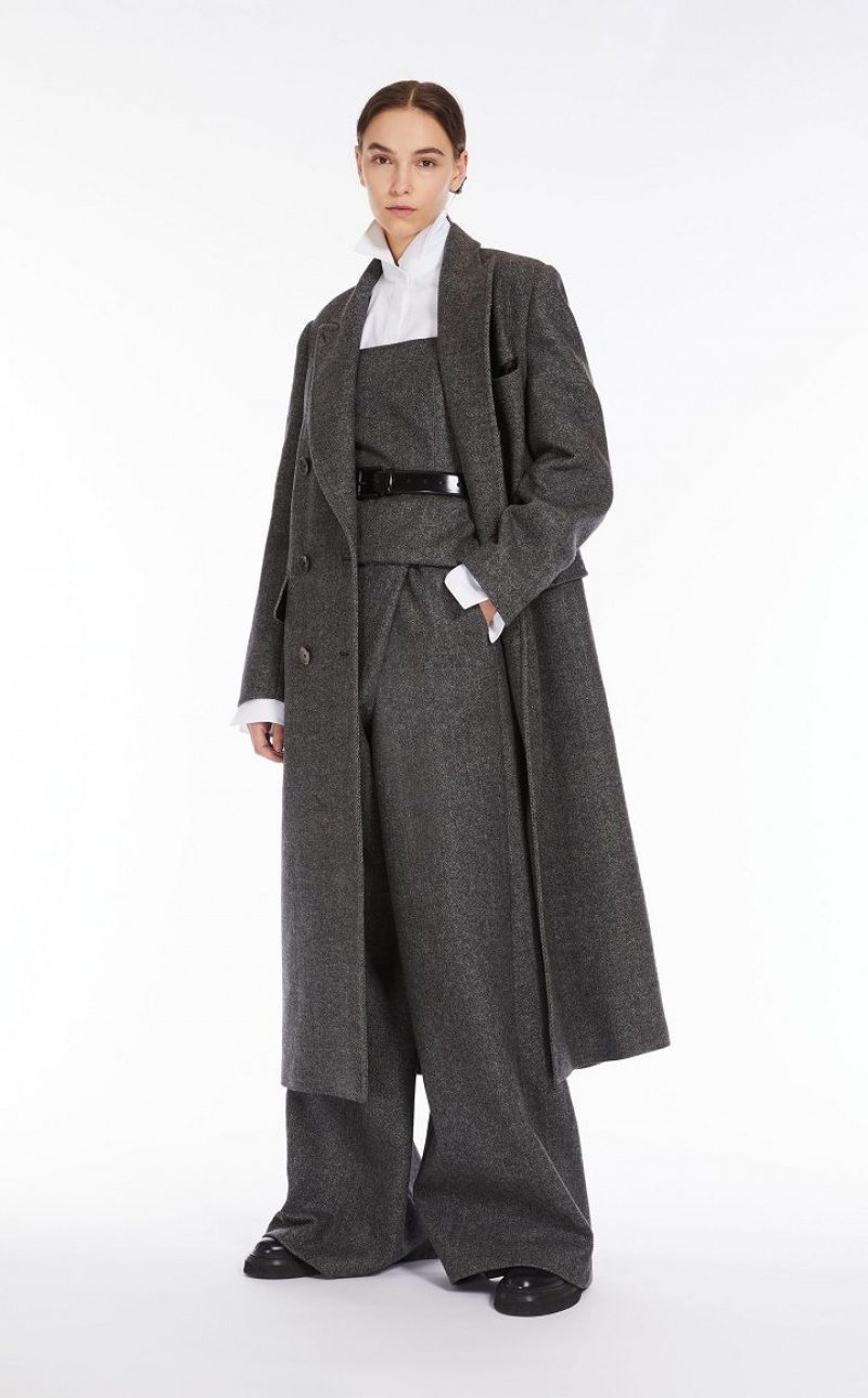 DARK GREY MaxMara Masculine Wool Coats | MMR593827