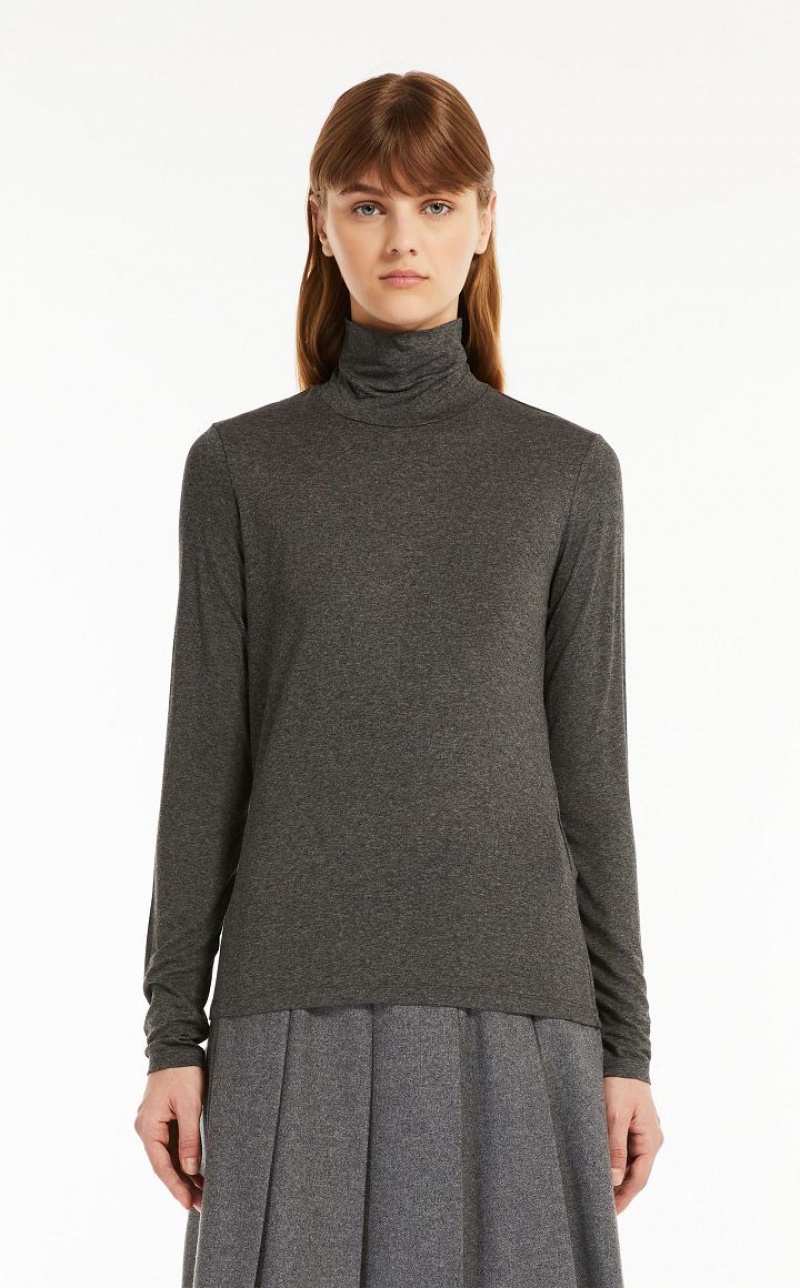 DARK GREY MaxMara Viscose Jersey T-shirts | MMR593643