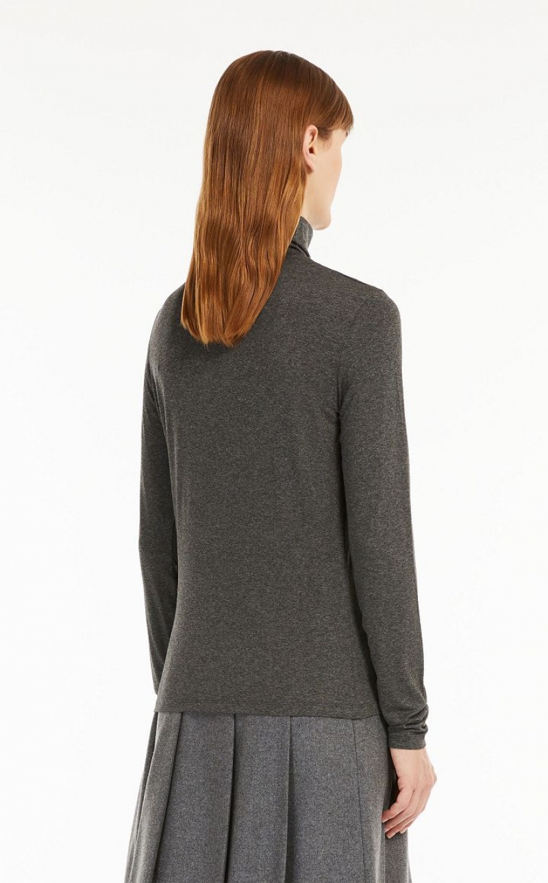 DARK GREY MaxMara Viscose Jersey T-shirts | MMR593643