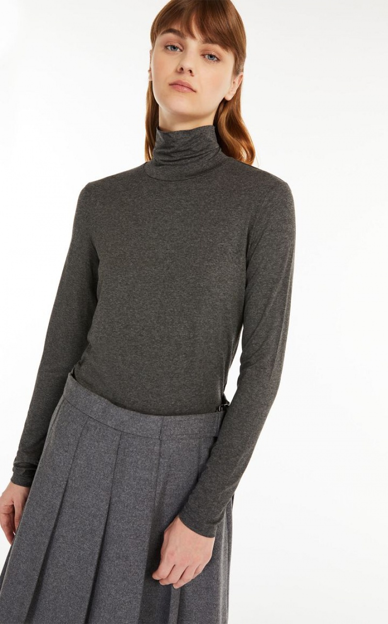 DARK GREY MaxMara Viscose Jersey T-shirts | MMR593643