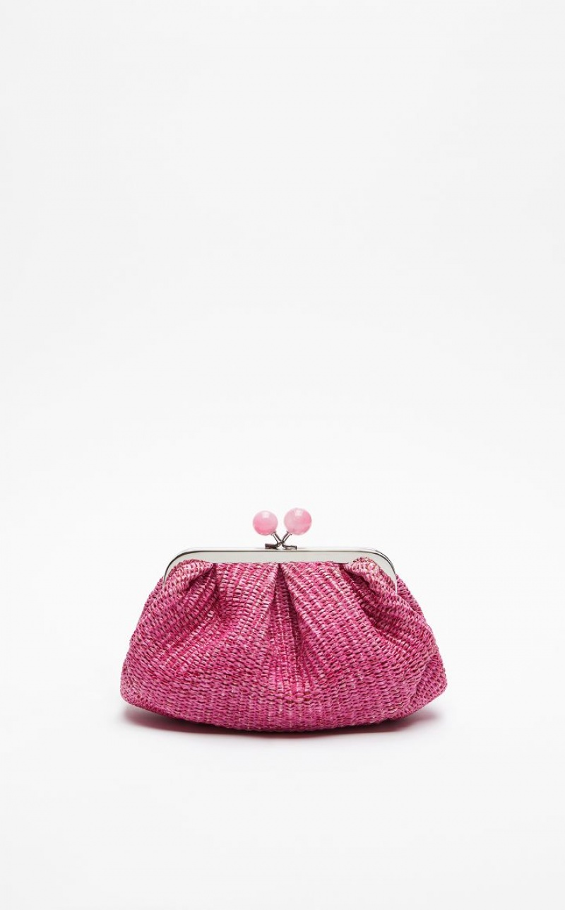 FUCHSIA MaxMara Small Pasticcinoin Raffia Weekend Bag | MMR594140