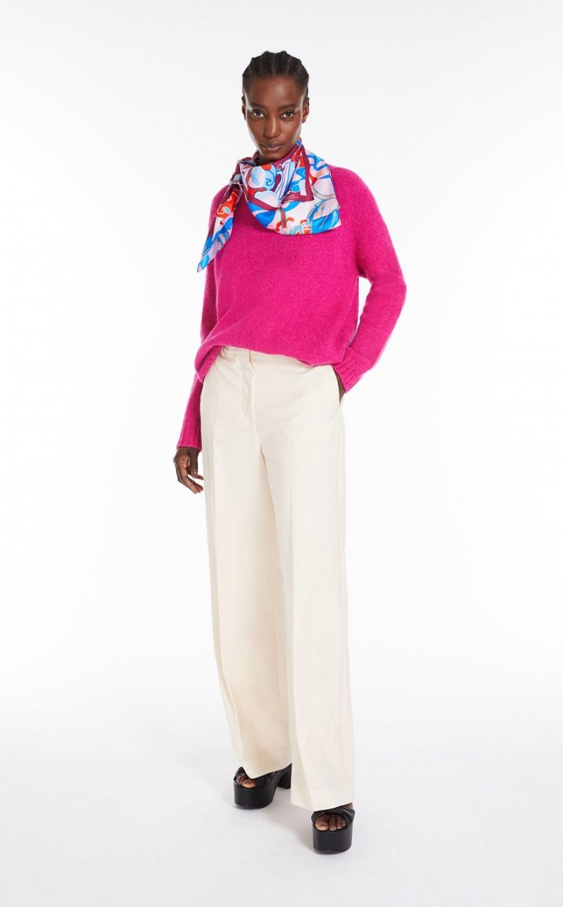 FUCHSIA MaxMara Soft Top In Alpaca And Cotton Knitwear | MMR593467