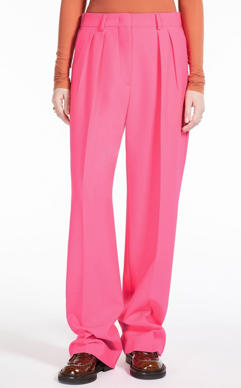 FUCHSIA MaxMara Wide-fit Stretch Wool Trousers | MMR593759