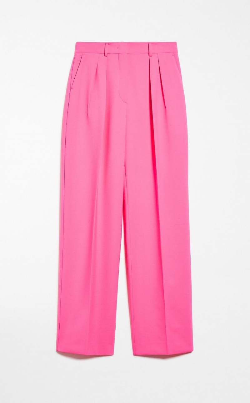 FUCHSIA MaxMara Wide-fit Stretch Wool Trousers | MMR593759