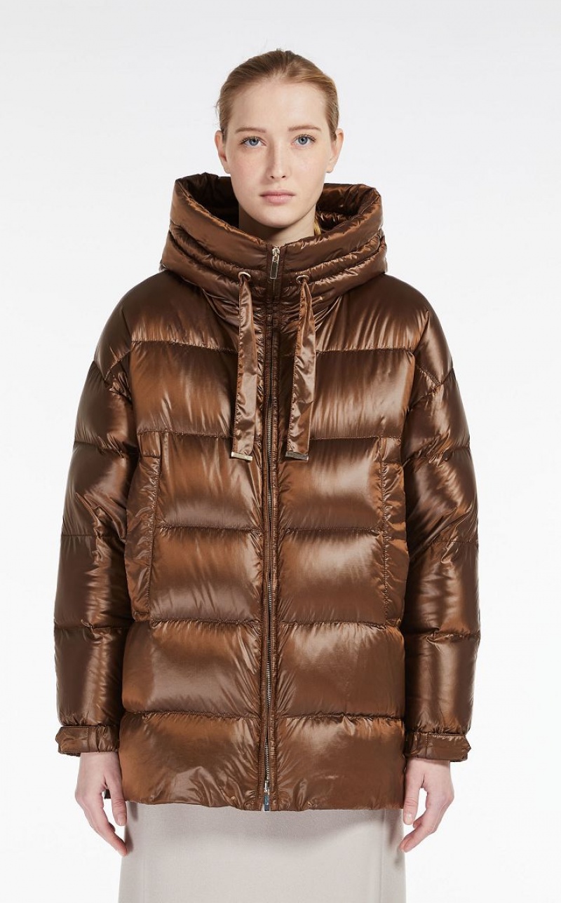 GOLD MaxMara Down Jacket In Water-resistant Canvas With Hood Padded | MMR593974