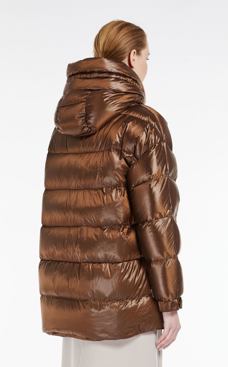 GOLD MaxMara Down Jacket In Water-resistant Canvas With Hood Padded | MMR593974