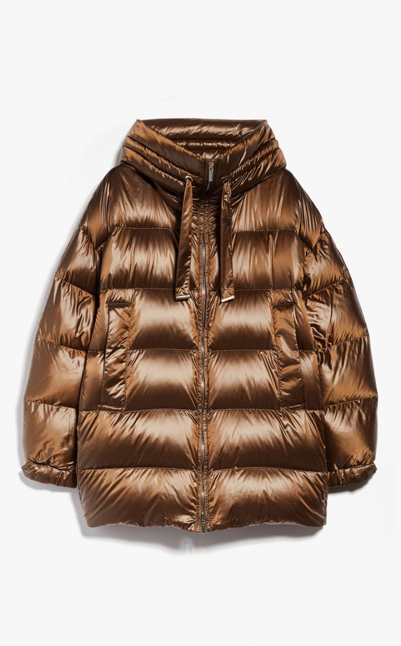 GOLD MaxMara Down Jacket In Water-resistant Canvas With Hood Padded | MMR593974