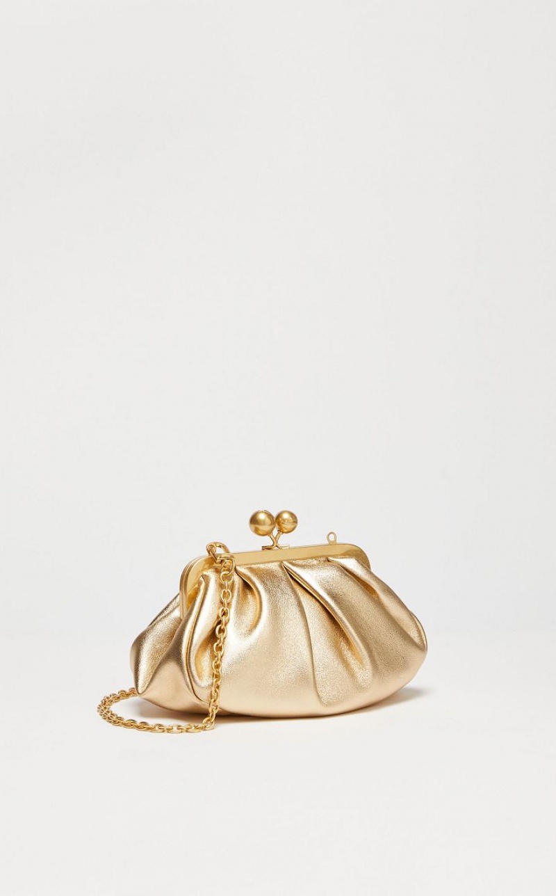 GOLD MaxMara Small Pasticcinoin Laminated Nappa Leather Weekend Bag | MMR594138